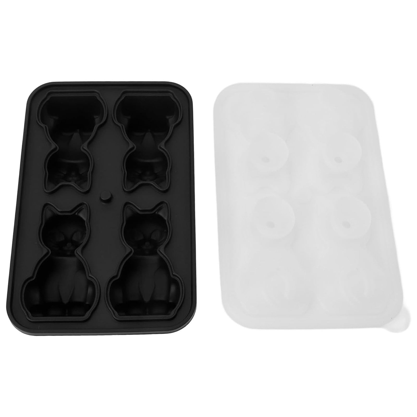 RSKK 3D Cat Shaped Silicone Ice Cube Tray with Lid and 4 Compartments ...