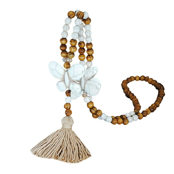 RSKK Wooden Beads Tassel Long Necklace Pendant Women Bohemian Sweater Chain Jewelry Accessories