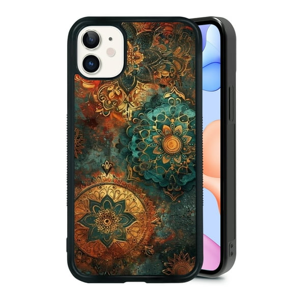 RSMTCI Protective Flower Art Rusty Phone Case for iPhone XR 7 8 SE 11 12 13 Mini 13 14 15 16 Pro Max for iPhone Case, Black