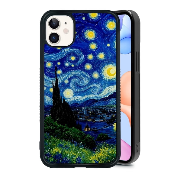 RSMTCI for iPhone 11 Case 6.1 IN,Van Gogh Starry Sky Phone Case,Black