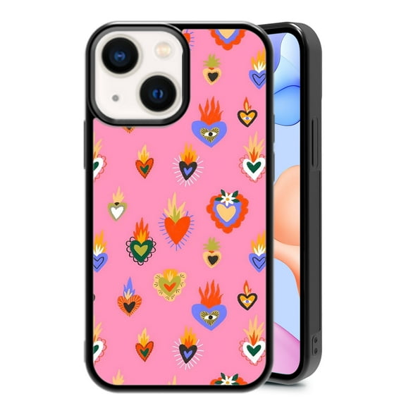 RSMTCI for iPhone 14/13 Case 6.1 IN,Art Heart Eyes Phone Case,Black