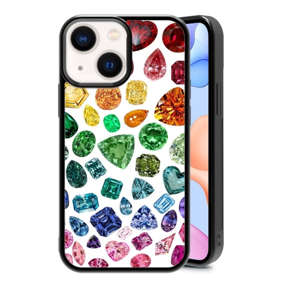 RSMTCI for iPhone 14/13 Case 6.1 IN,Gem Puzzle Phone Case,Black