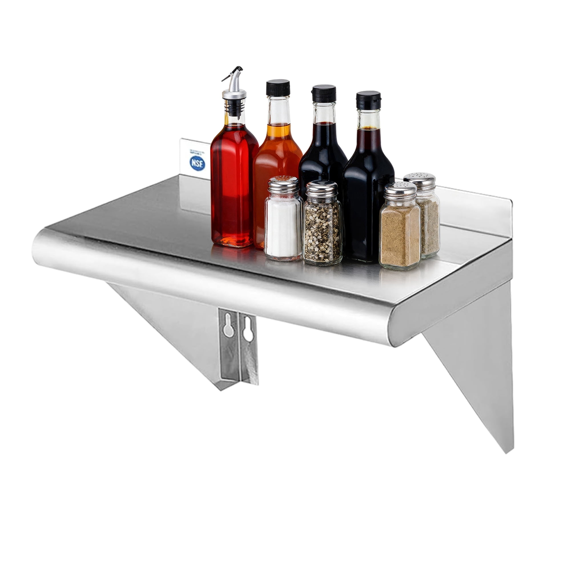 RSN Trend Stainless Steel Shelf 10 x 16 Inches 190lb, Commercial Wall Mount Floating Shelving for Restaurant, Kitchen, Home and Hotel