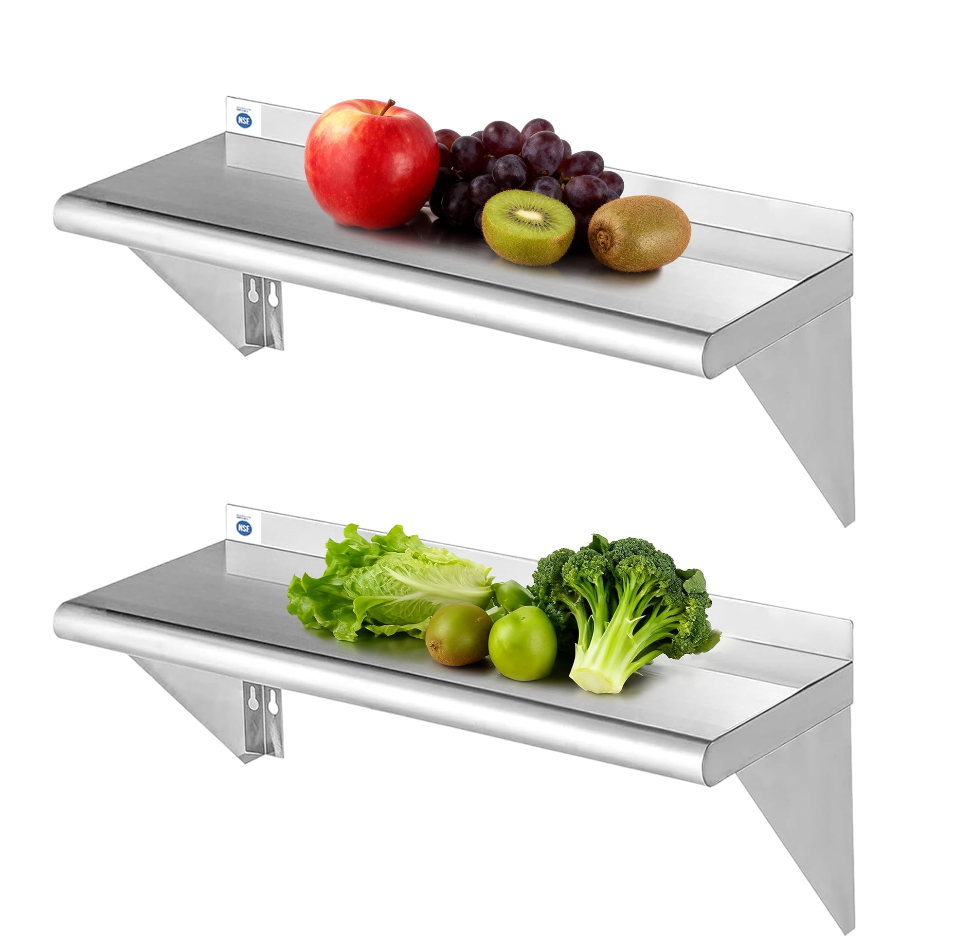 RSN Trend Stainless Steel Shelf 12 x 30 Inches 280lb, 2 Pack Commercial Wall Mount Floating Shelving for Restaurant, Kitchen, Home and Hotel