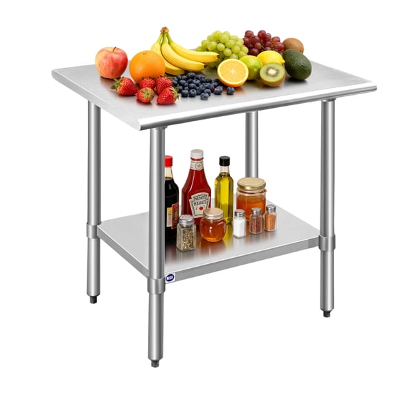 RSN Trend Stainless Steel Table for Prep & Work 24 x 36 Inches, NSF Commercial Heavy Duty Table with Undershelf and Galvanized Legs for Restaurant, Home and Hotel