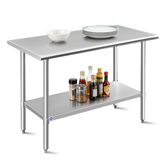 RSN Trend Stainless Steel Table for Prep & Work 24 x 48 inches, NSF Commercial Heavy Duty Table with Undershelf and Galvanized Legs for Restaurant, Home and Hotel