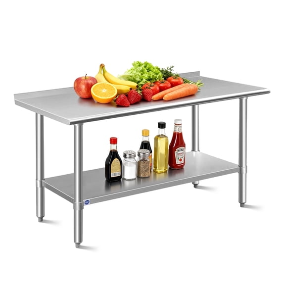 RSN Trend Stainless Steel Table for Prep & Work 24 x 60 Inches, NSF Commercial Heavy Duty Table with Undershelf and Backsplash for Restaurant, Home and Hotel