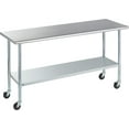 thumbnail image 1 of RSN Trend Stainless Steel Table for Prep & Work 24 x 72 Inches with Caster Wheels, NSF Commercial Heavy Duty Table with Undershelf and Galvanized Legs for Restaurant, Home and Hotel, 1 of 7