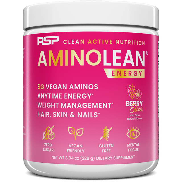 RSP Nutrition AminoLean Pre Workout Powder with BCAAs, Amino Energy for Lean Muscle, Berry