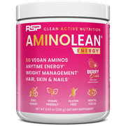 RSP Nutrition AminoLean Pre Workout Powder with BCAAs, Amino Energy for Lean Muscle, Berry Elixir, 30 Servings