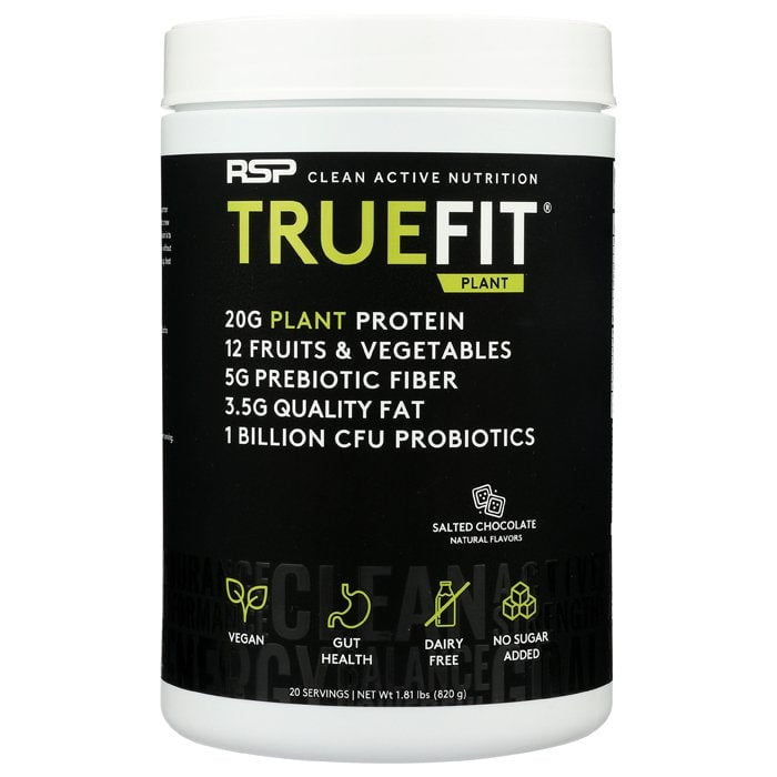 RSP TrueFit Vegan Protein Powder, Chocolate Plant Based Meal Replacement Shake, 20 Servings