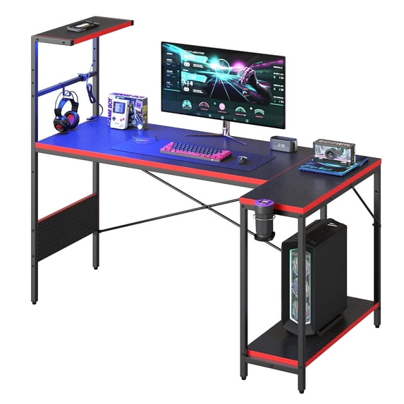RSPGAME 57 Inch Gaming Desk with RGB LED Lights & Extra Large Space ...