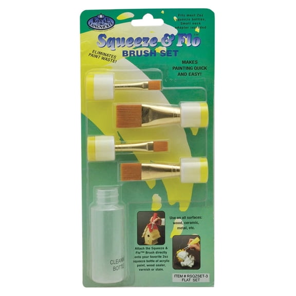 Royal & Langnickel Squeeze & Flo 4pc Flat Brush Set