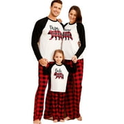 RSRZRCJ Matching Family Pajamas Sets, Cute Bear Letter Plaid Printing Long Sleeve Sleepwear for All Family