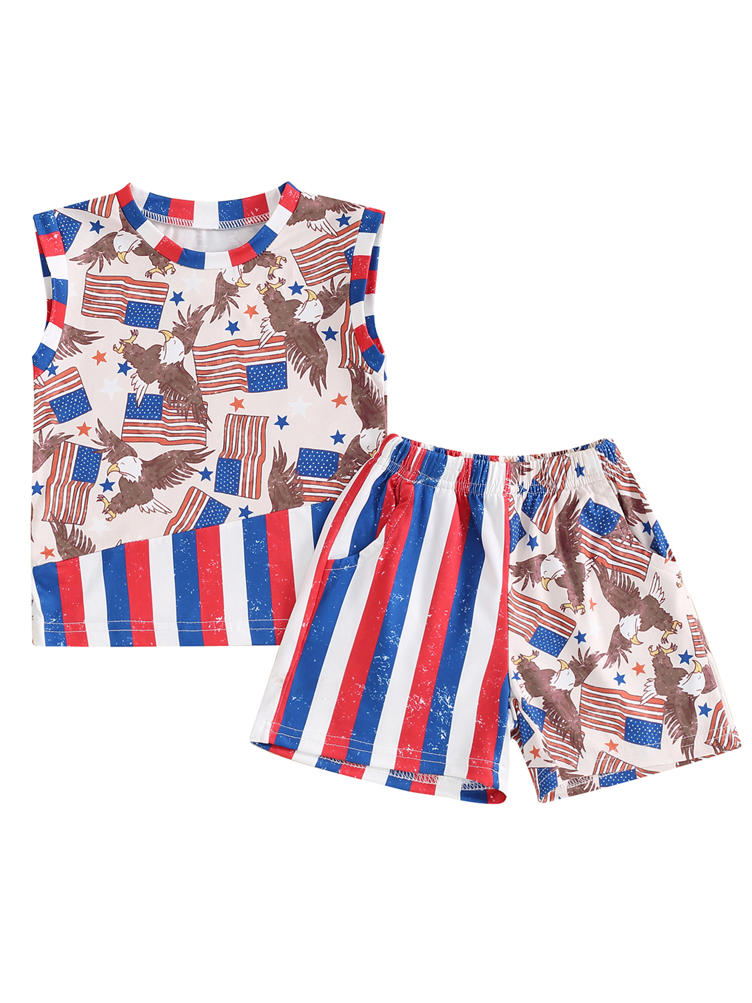 RSRZRCJ Toddler Baby Boy 4th of July Clothes,USA Flag Eagle Print