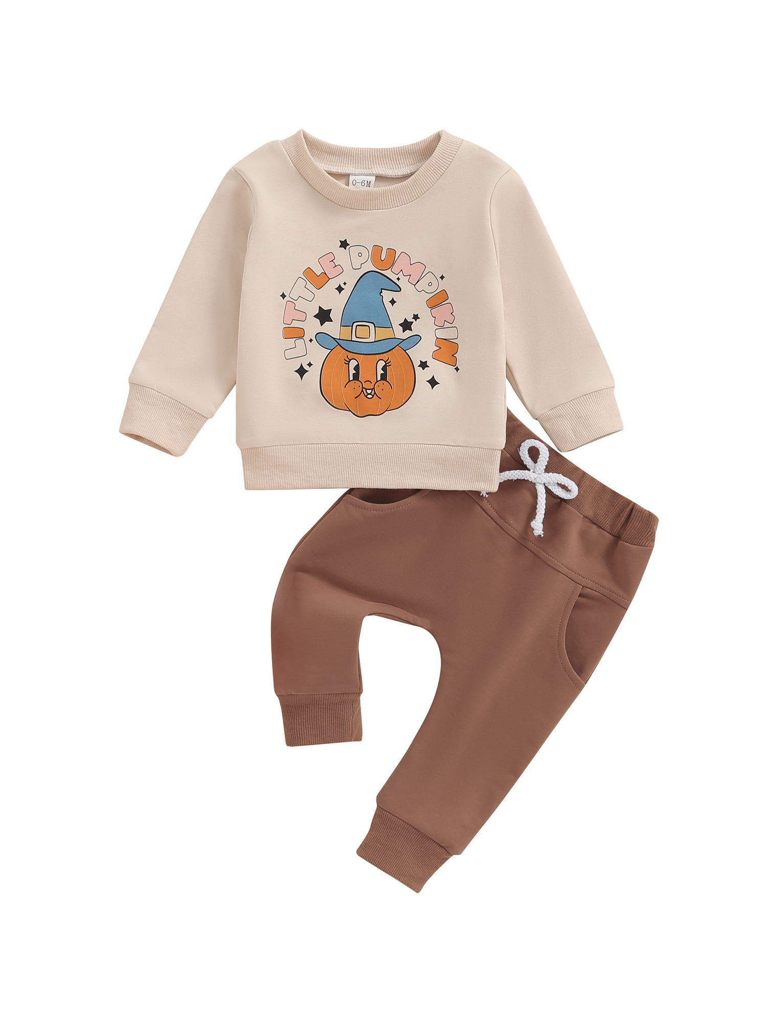 RSRZRCJ Toddler Baby Boy Halloween Clothes Pumpkin Print Long Sleeve