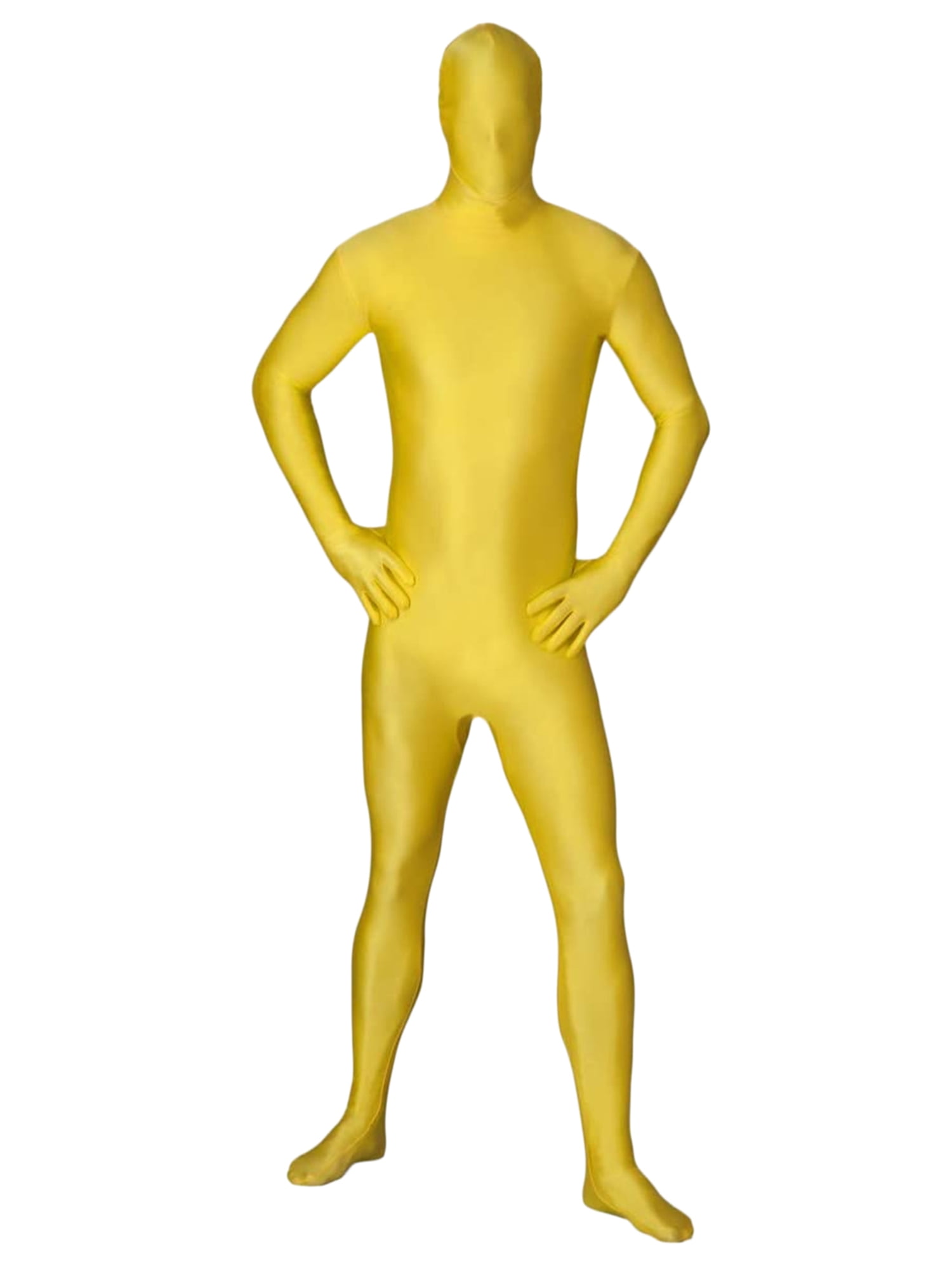 Mens Stretchy Lycra Full Body Suit Hoodless Footed Unitard Zentai