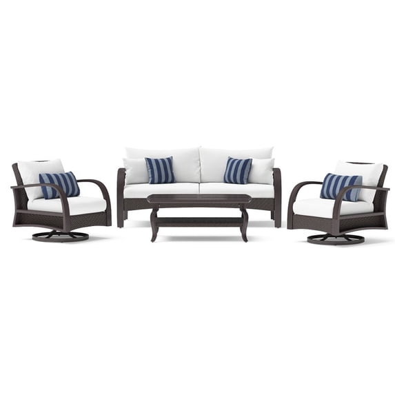 RST Brands Barcelo 4 PC Aluminum Modern Outdoor Seating Set - Centered Ink/White