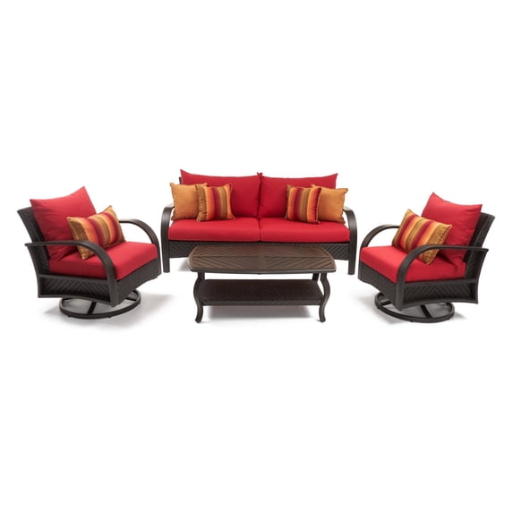 RST Brands Barcelo 4 PC Aluminum Modern Outdoor Seating Set - Sunset Red