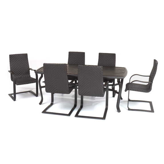 RST Brands Barcelo 7 Piece Aluminum Outdoor Modern Dining Set - Brown