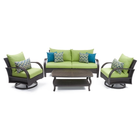 RST Brands Barcelo Wicker 4 Piece Conversation Set with Swivel Club Chairs