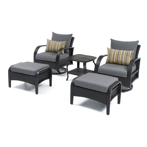 RST Brands Barcelo 5 Piece Aluminum Outdoor Motion Club Set - Charcoal Gray