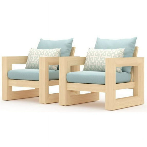 RST Brands Benson 2-piece Wood and Fabric Outdoor Club Chairs in Spa Blue