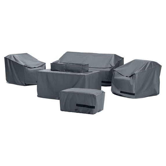 RST Brands Deco 5-piece Polyurethane Loveseat Fire Group Furniture Covers - Gray