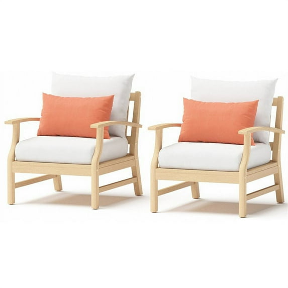 RST Brands Kooper 2 Piece Acacia Wood Outdoor Club Chairs - Cast Coral/White