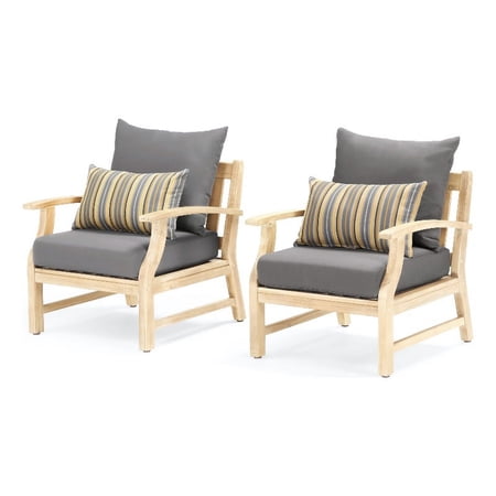 RST Brands Kooper 2 Piece Acacia Wood Outdoor Club Chairs - Charcoal Gray