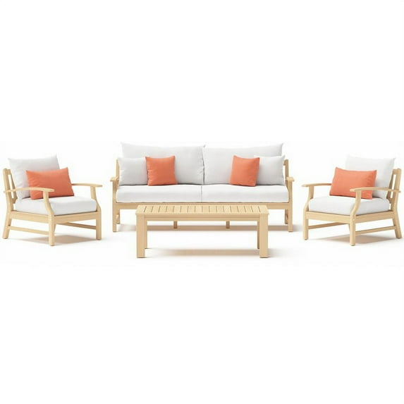 RST Brands Kooper 4 Piece Outdoor Sofa and Club Chair Set - Cast Coral