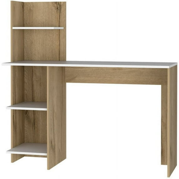RST Brands Lindon Desk with Hutch in White Oak Veneer