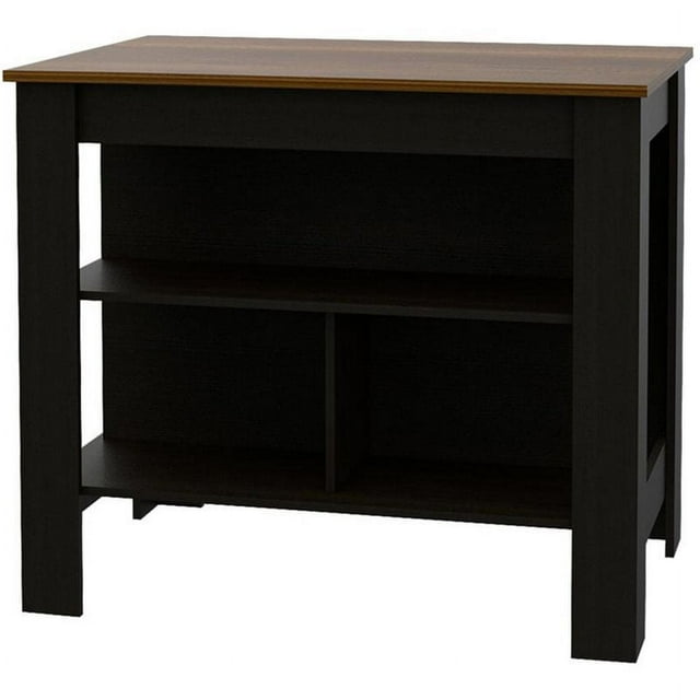 RST Brands Lindon Wood Modern Kitchen Island With Maple Top Black