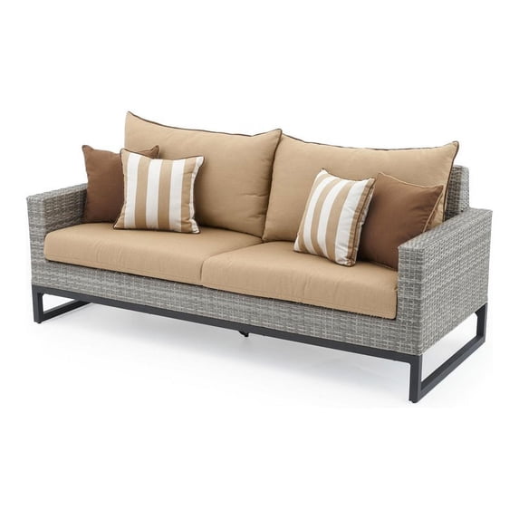RST Brands Milo Aluminum Modern Outdoor Gray 78-Inch Sofa - Maxim Beige