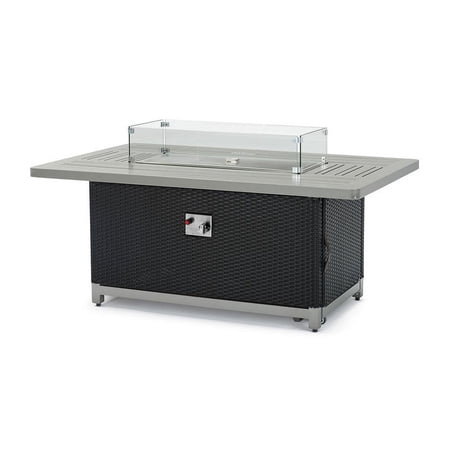 RST Brands Milo Aluminum & Wicker Outdoor 58" x 32" Fire Table - Gray/Espresso