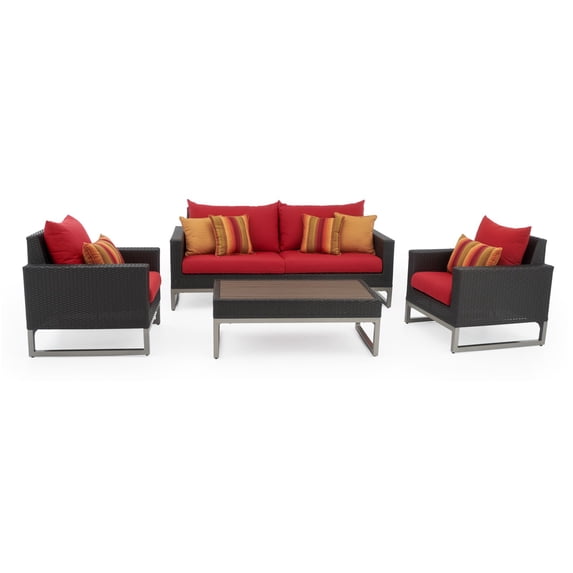 RST Brands Milo Espresso Wicker 4 Piece Patio Conversation Set