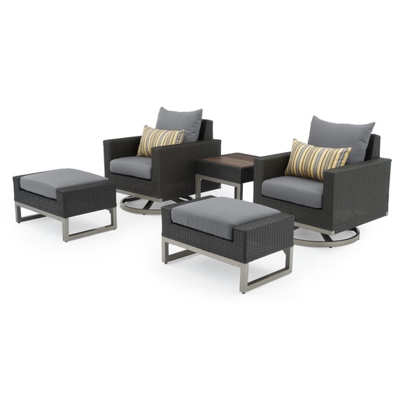 RST Brands Milo Espresso Wicker 5 Piece Patio Conversation Set