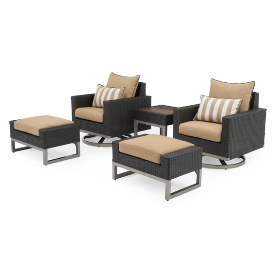 RST Brands Milo Espresso Wicker 5 Piece Patio Conversation Set
