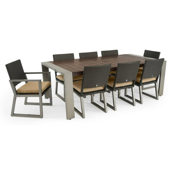 RST Brands Milo Espresso Wicker 9 Piece Patio Dining Set