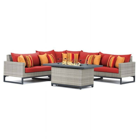 RST Brands Milo Gray 6 Piece Fire Sectional - Sunset Red