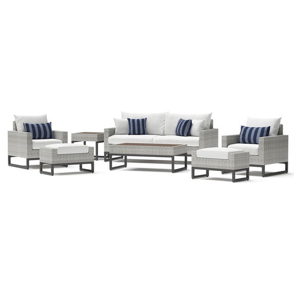 RST Brands Milo Gray 7 Piece Deep Seating Set - Centered Ink