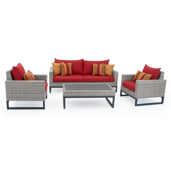 RST Brands Milo Gray Wicker 4 Piece Patio Conversation Set
