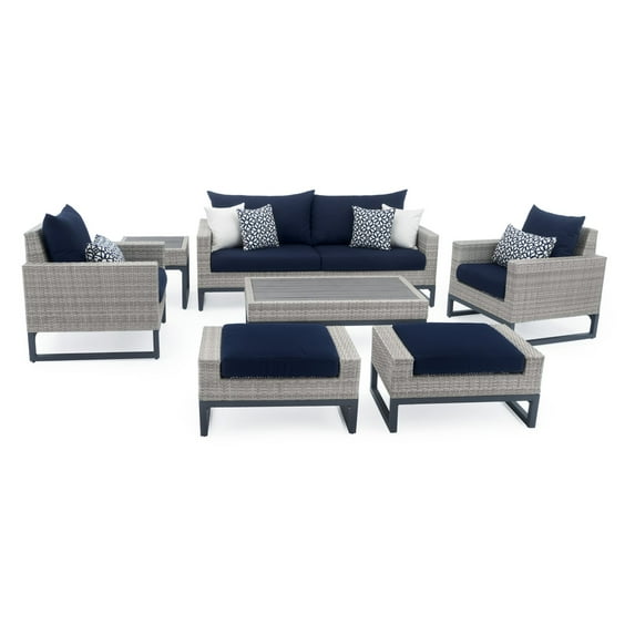 RST Brands Milo Gray Wicker 7 Piece Patio Conversation Set