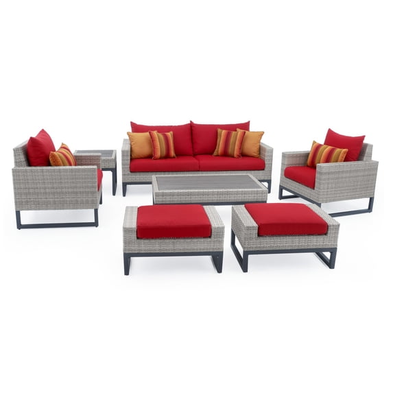 RST Brands Milo Gray Wicker 7 Piece Patio Conversation Set