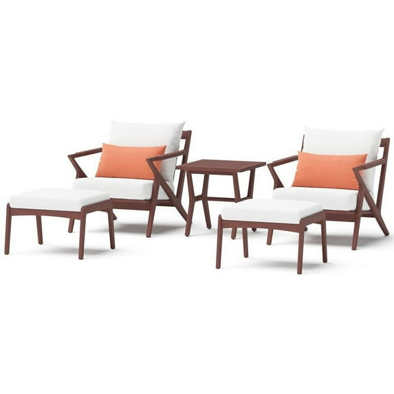 RST Brands Vaughn 5-piece Wood Club Chair and Ottoman Set in Cast Coral
