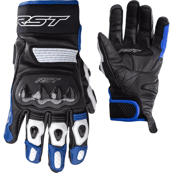RST Freestyle 2 CE Mens Leather Motorcycle Gloves Black/Blue SM