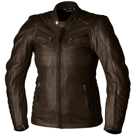 RST Roadster Air 3 CE Womens Leather Motorcycle Jacket Brown LG