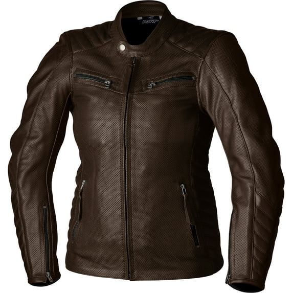 RST Roadster Air 3 CE Womens Leather Motorcycle Jacket Brown XL