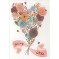 thumbnail image 1 of RSVP 3D Button and Flower Bouquet Tied with Pink 3D Ribbon Hand Decorated Mother's Day Card for Wife, 1 of 2