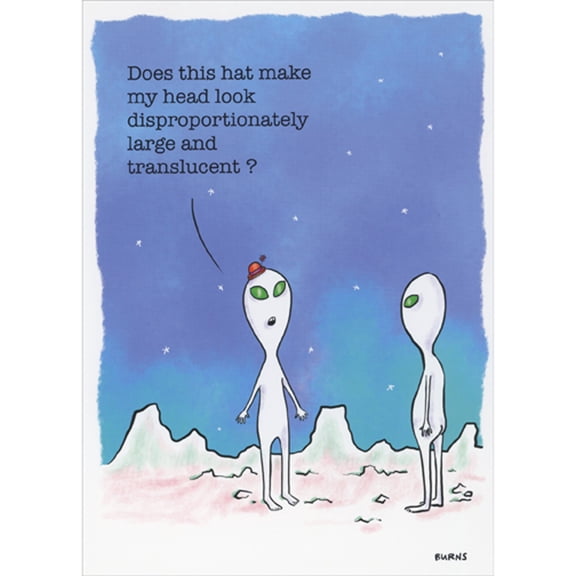RSVP Alien Head Looks Disproportionately Large and Translucent Funny Birthday Card